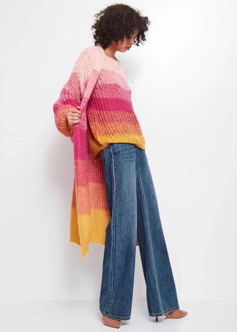 Cardigan a righe multicolor