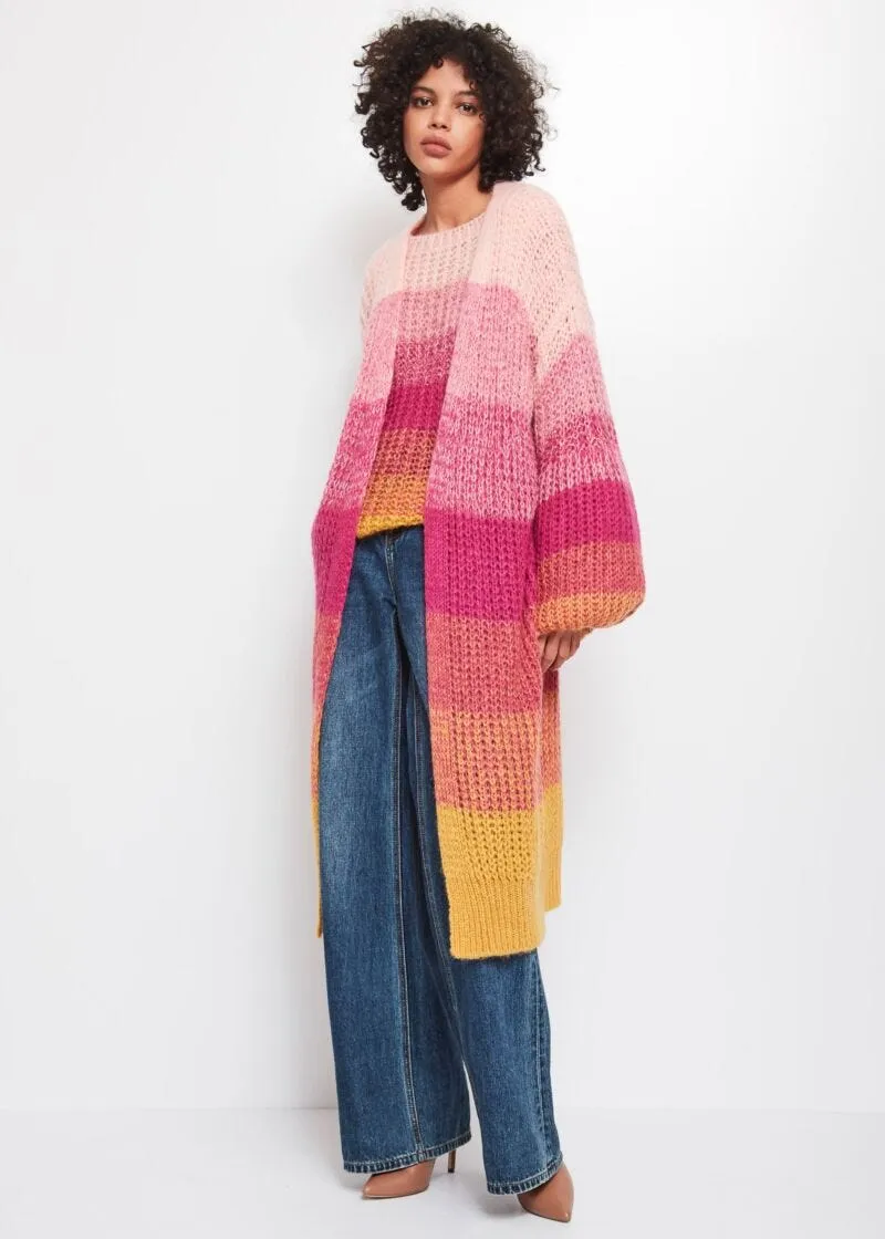 Cardigan a righe multicolor