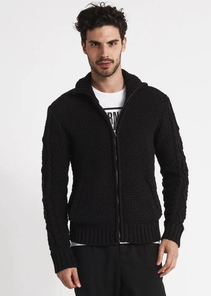 Cardigan in lana a trecce
