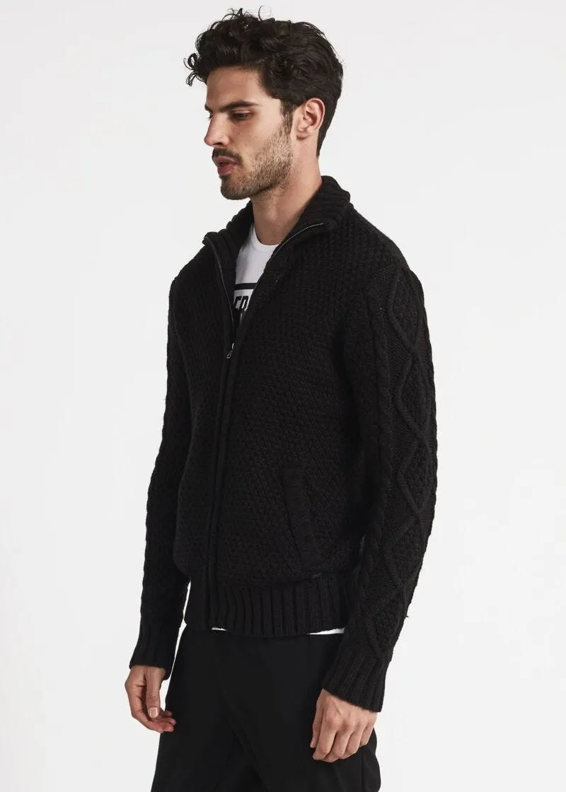 Cardigan in lana a trecce