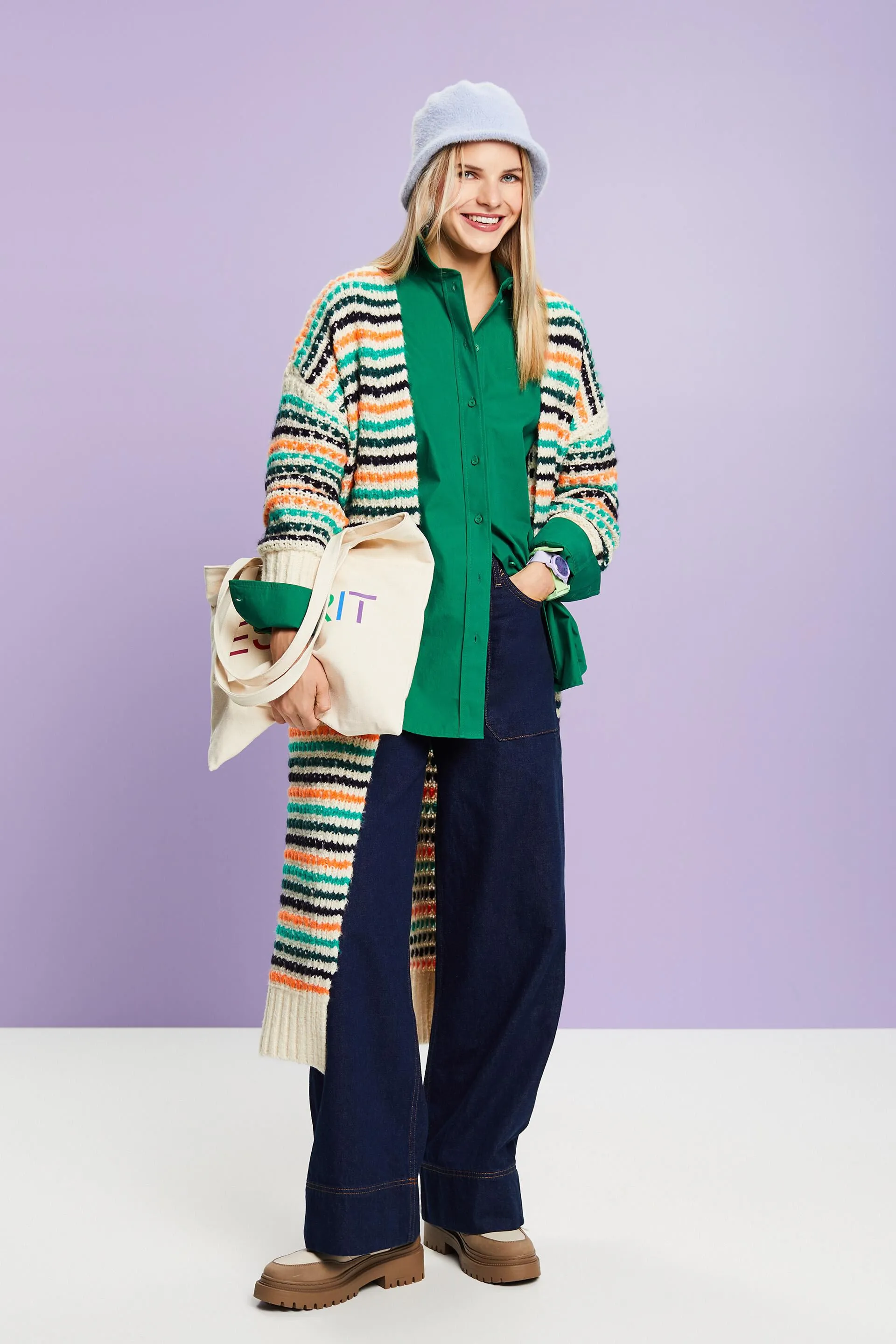 Cardigan lungo a righe
