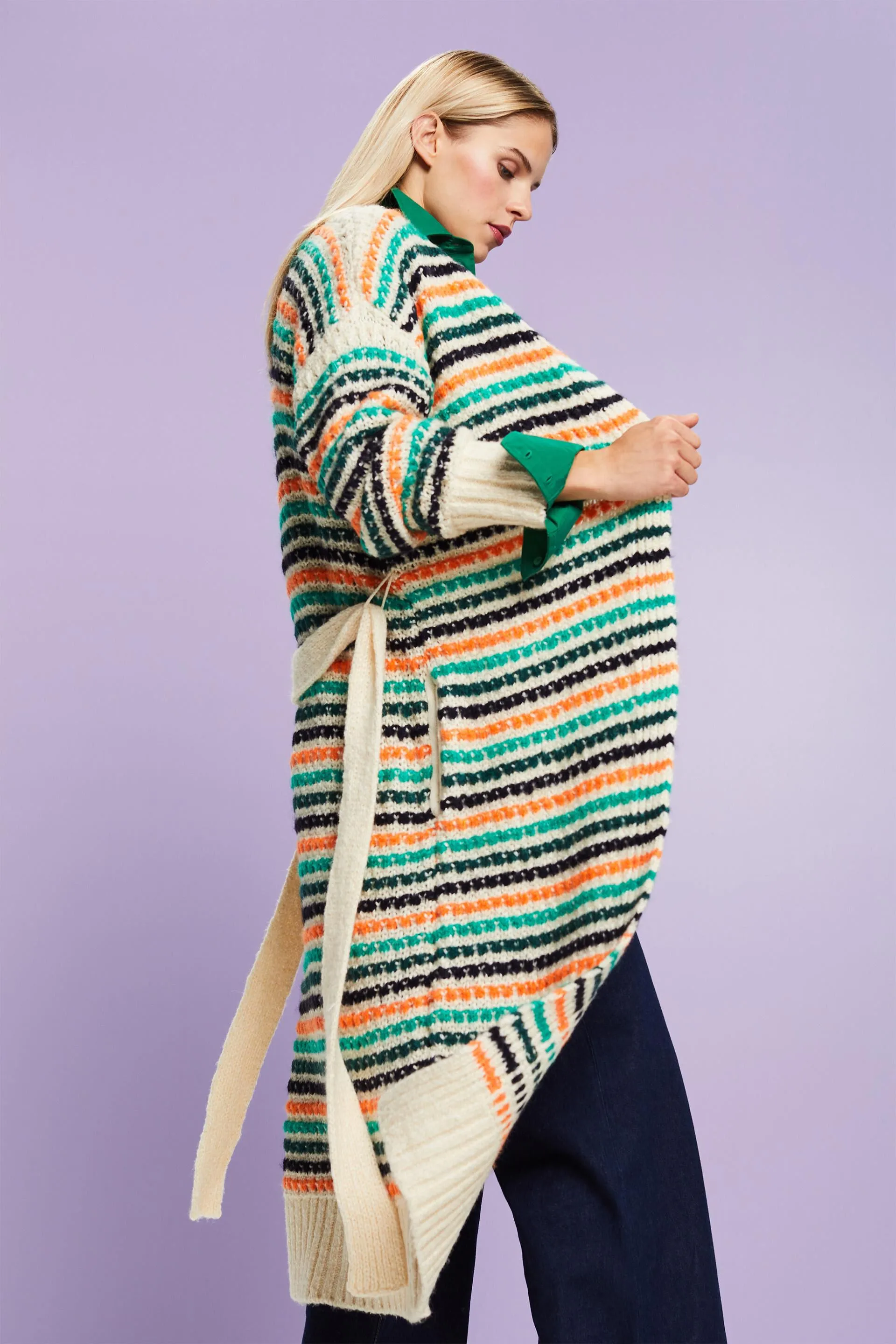 Cardigan lungo a righe