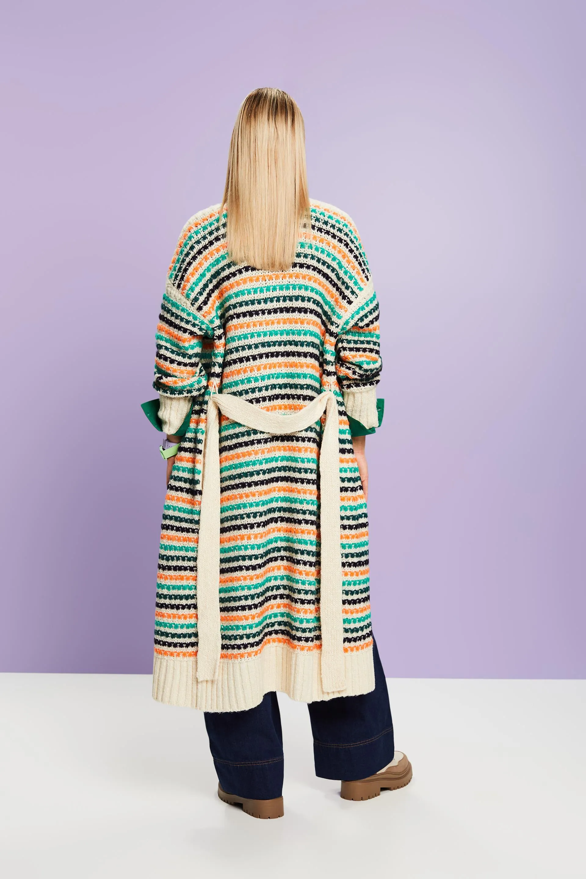 Cardigan lungo a righe