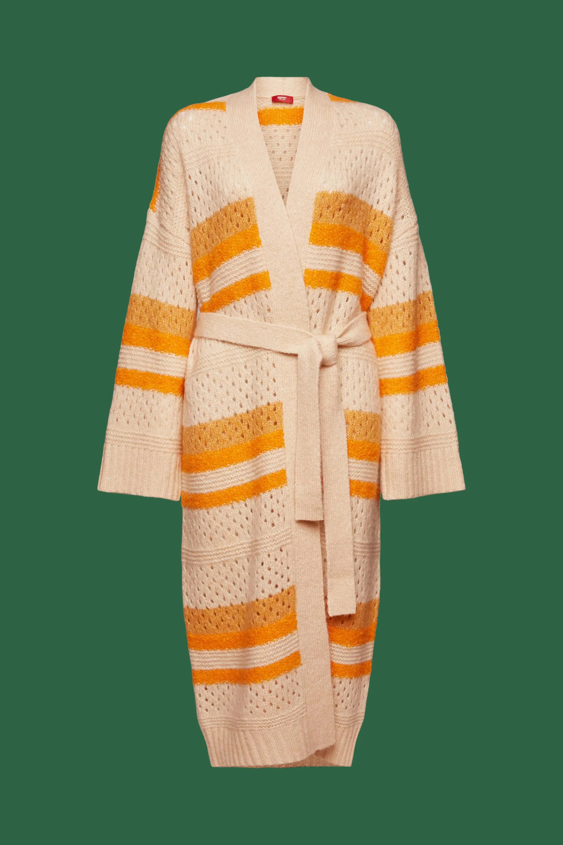 Cardigan lungo in misto lana con cintura