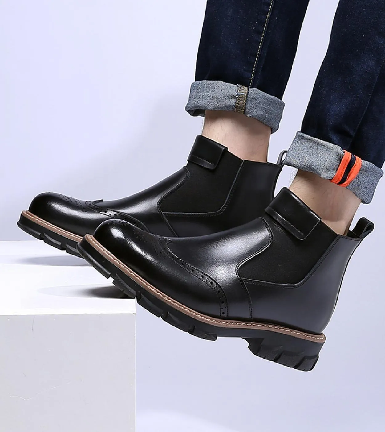 Chelsea Boot Uomo Nero Tooling Scarpe Stivali da neve Stivali da uomo Tendenza moda uomo