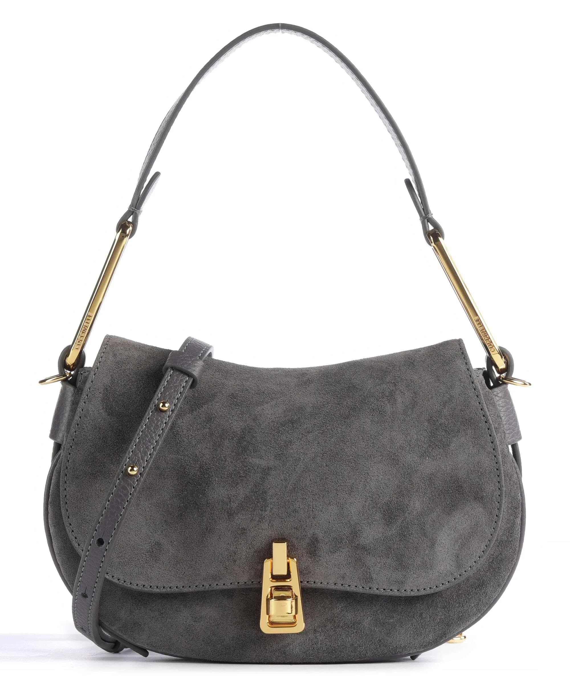  Coccinelle Magie Suede Borsa a spalla pelle bovina ruvida, pelle di vacchetta grana grigio scuro  