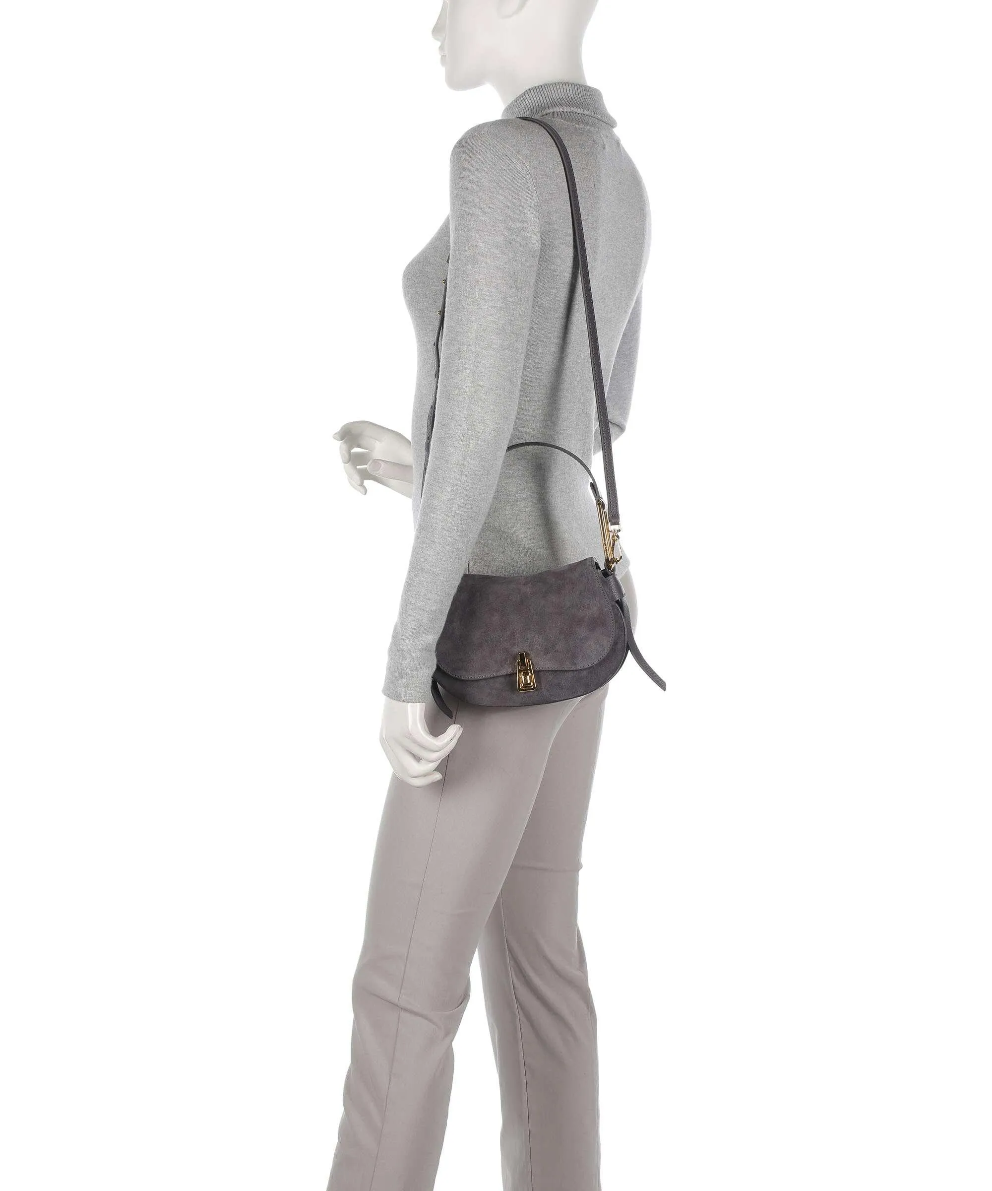  Coccinelle Magie Suede Borsa a spalla pelle bovina ruvida, pelle di vacchetta grana grigio scuro  
