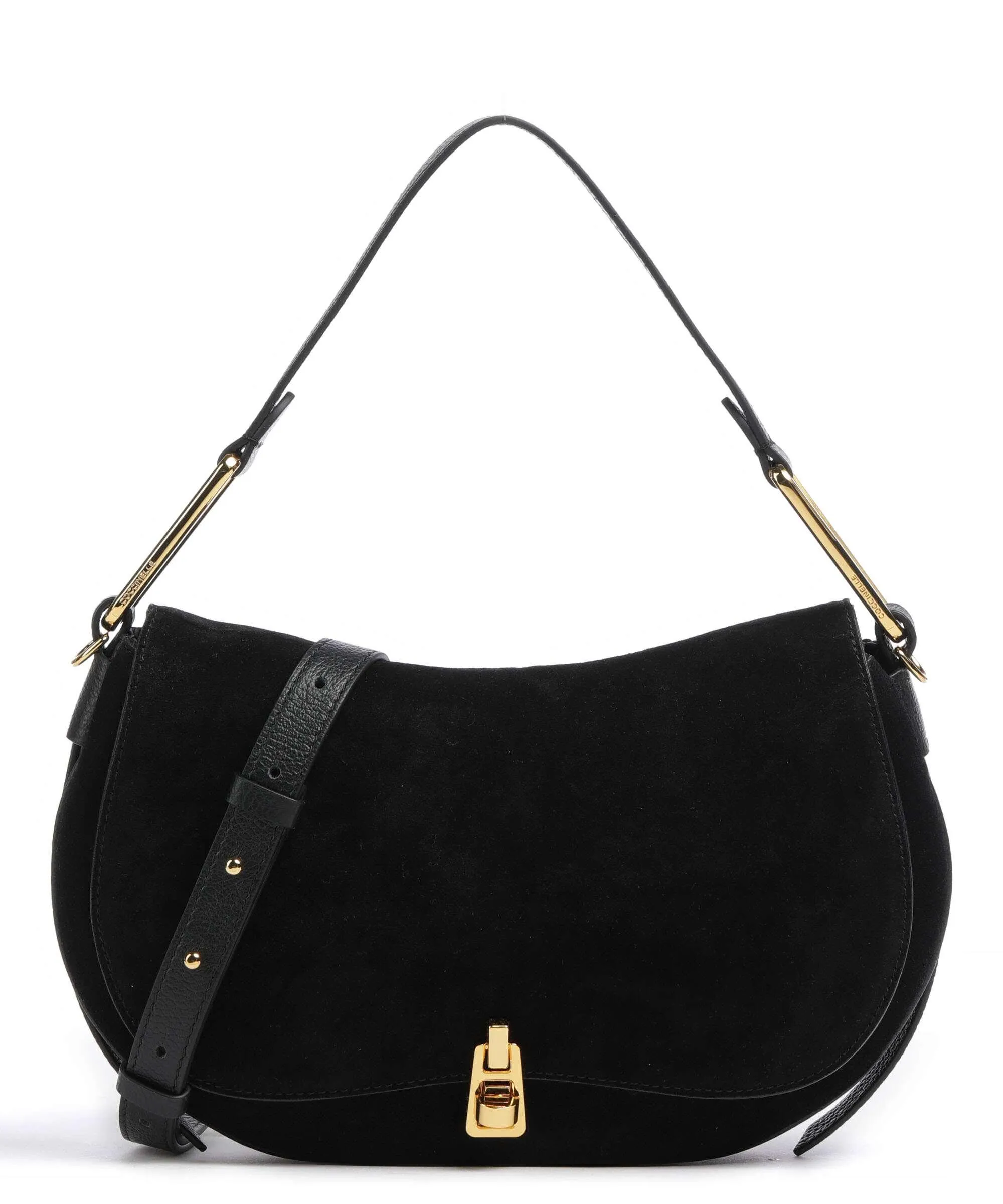  Coccinelle Magie Suede Borsa a spalla pelle bovina ruvida, pelle di vacchetta grana nero  