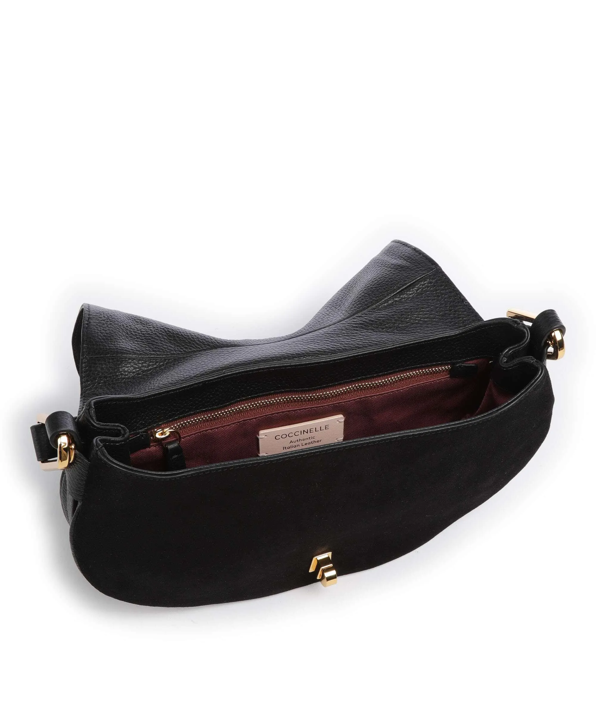  Coccinelle Magie Suede Borsa a spalla pelle bovina ruvida, pelle di vacchetta grana nero  