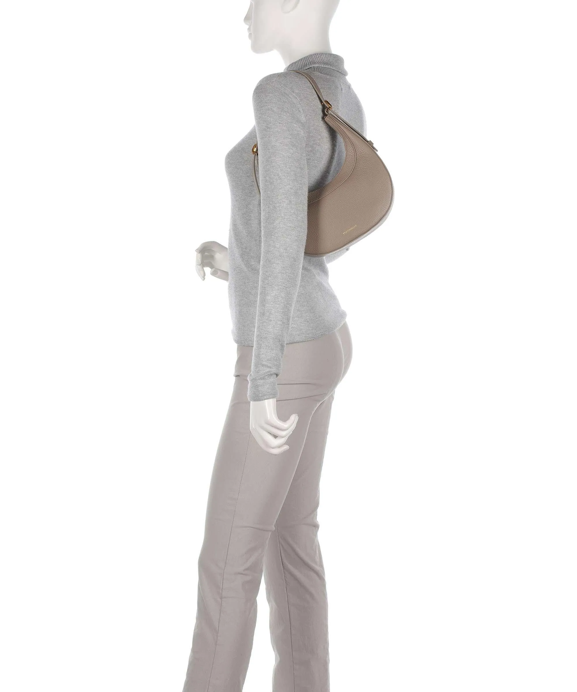  Coccinelle Whisper Borsa a spalla pelle di vacchetta grana taupe  