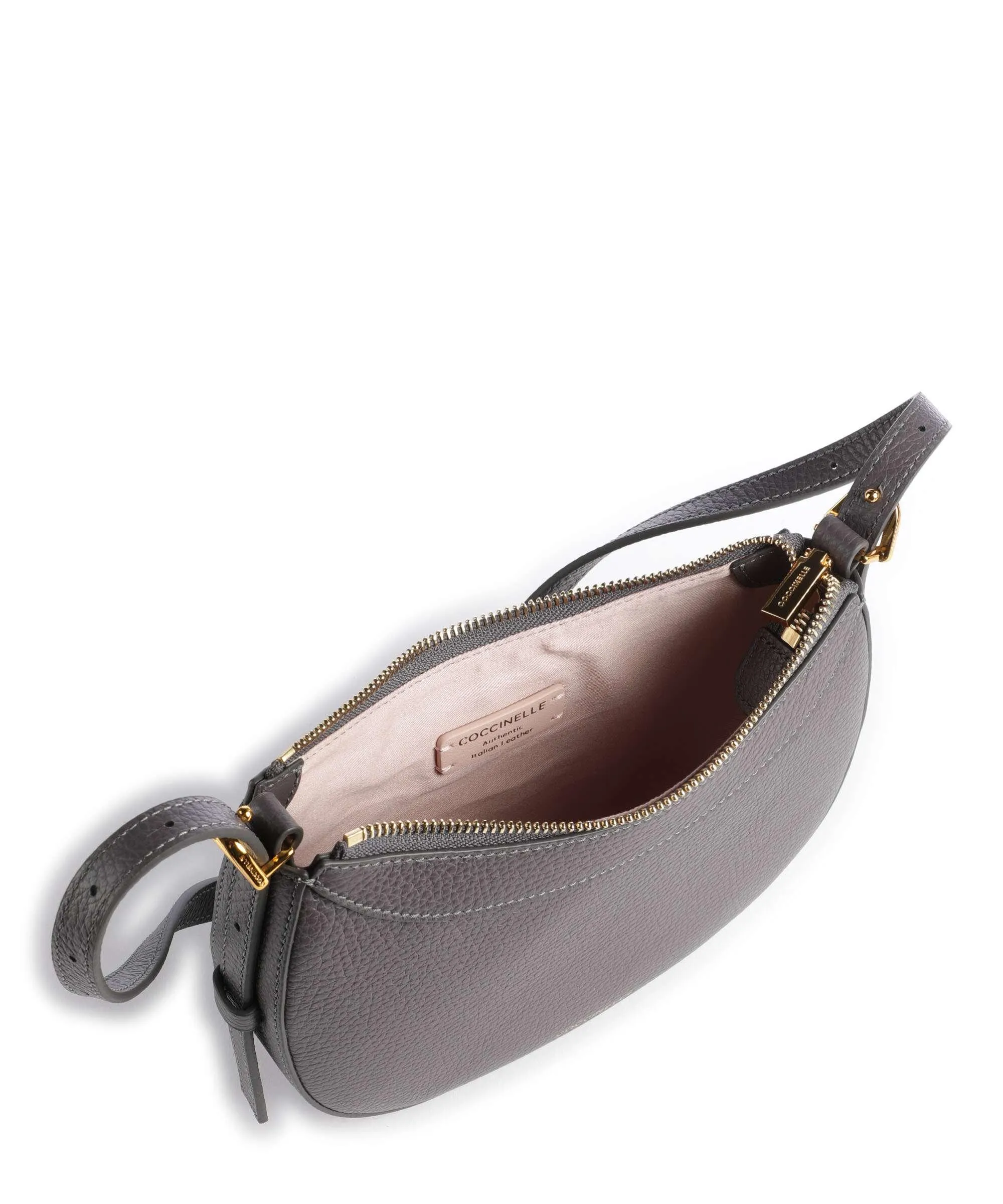  Coccinelle Whisper Borsa a tracolla pelle di vacchetta grana grigio scuro  
