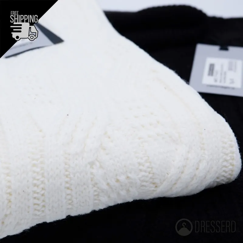 Dolcevita Uomo Trama Lavorato Dresserd Nero e Bianco Maglione invernale collo alto