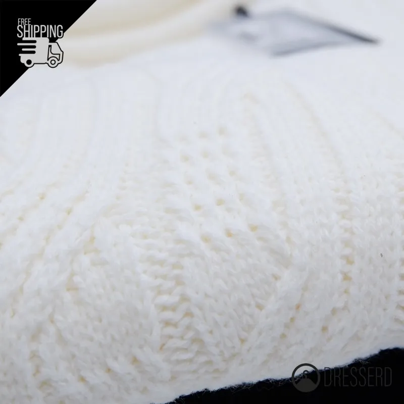 Dolcevita Uomo Trama Lavorato Dresserd Nero e Bianco Maglione invernale collo alto