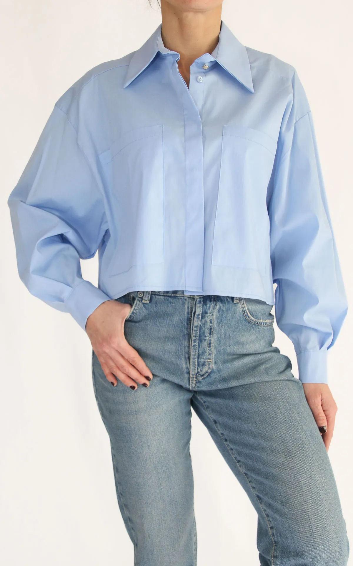 ECO – Camicia cropped  – Celeste