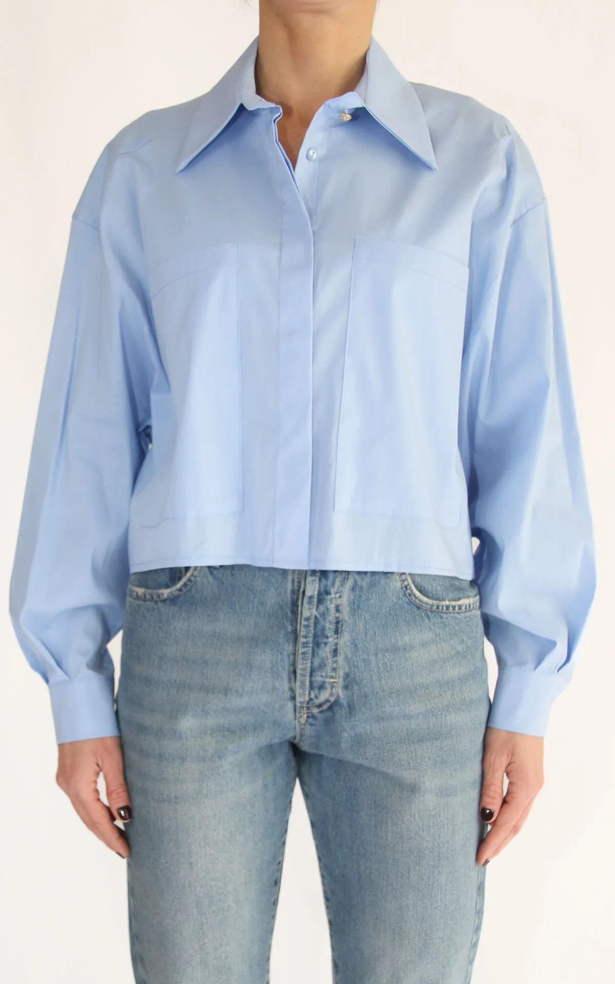 ECO – Camicia cropped  – Celeste