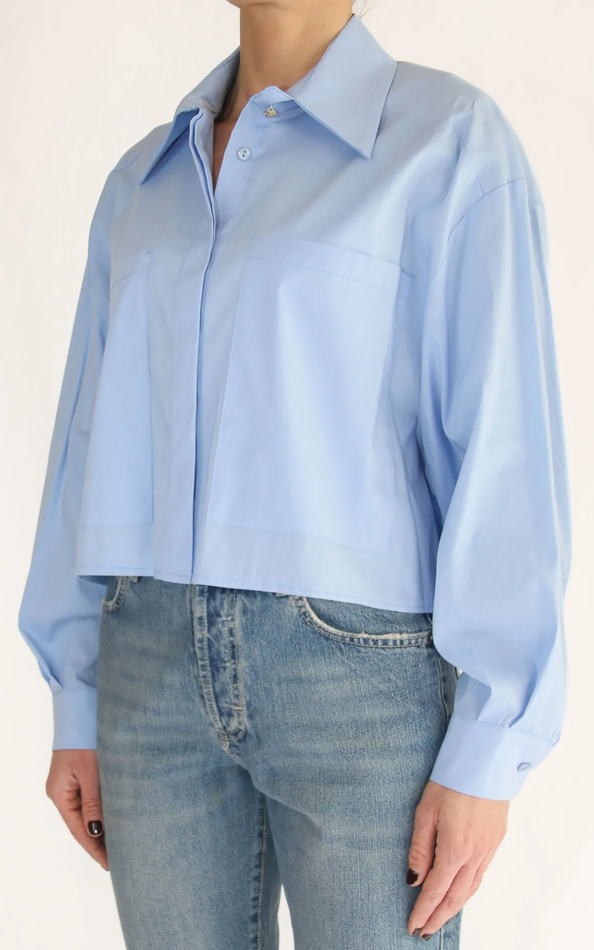ECO – Camicia cropped  – Celeste