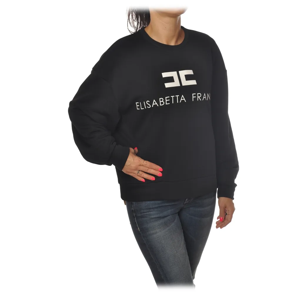 Elisabetta Franchi - Felpa Oversized con Logo - Nero - Felpa - Made in Italy - Luxury Exclusive Collection