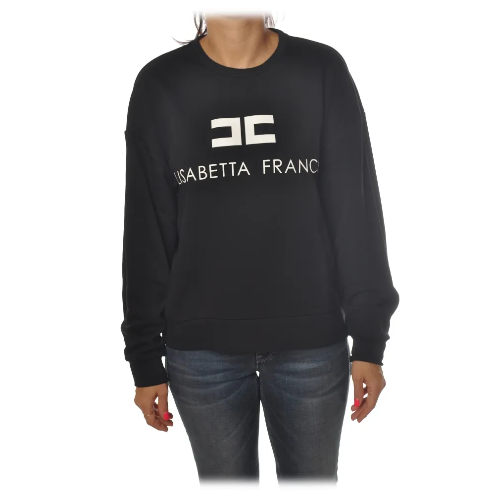 Elisabetta Franchi - Felpa Oversized con Logo - Nero - Felpa - Made in Italy - Luxury Exclusive Collection