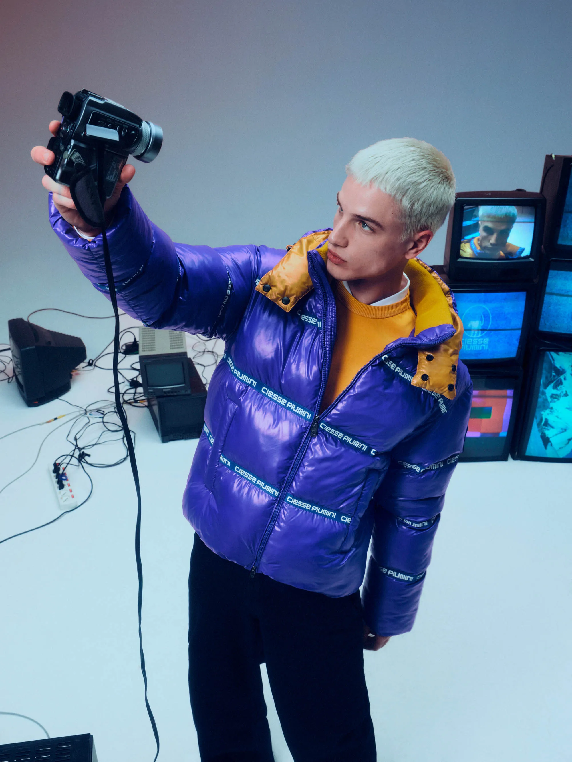 EVEREST – Purple hoody puffy down jacket LAB00