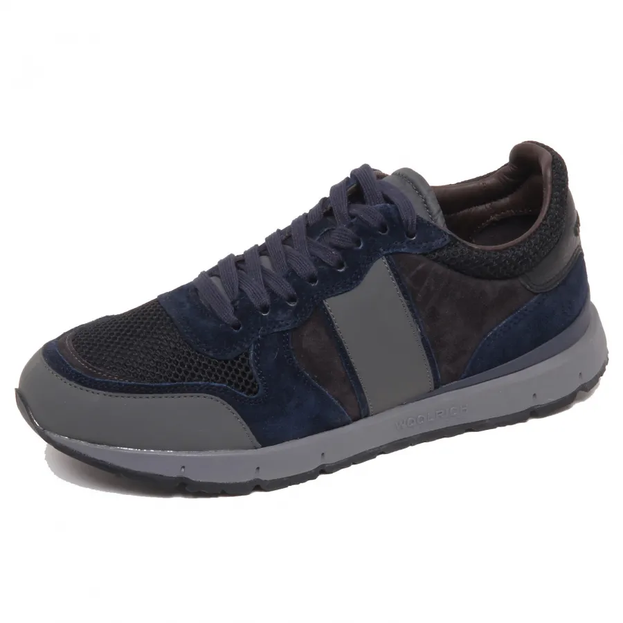 F6074 sneaker uomo black/blue/grey WOOLRICH scarpe suede/tissue shoe man