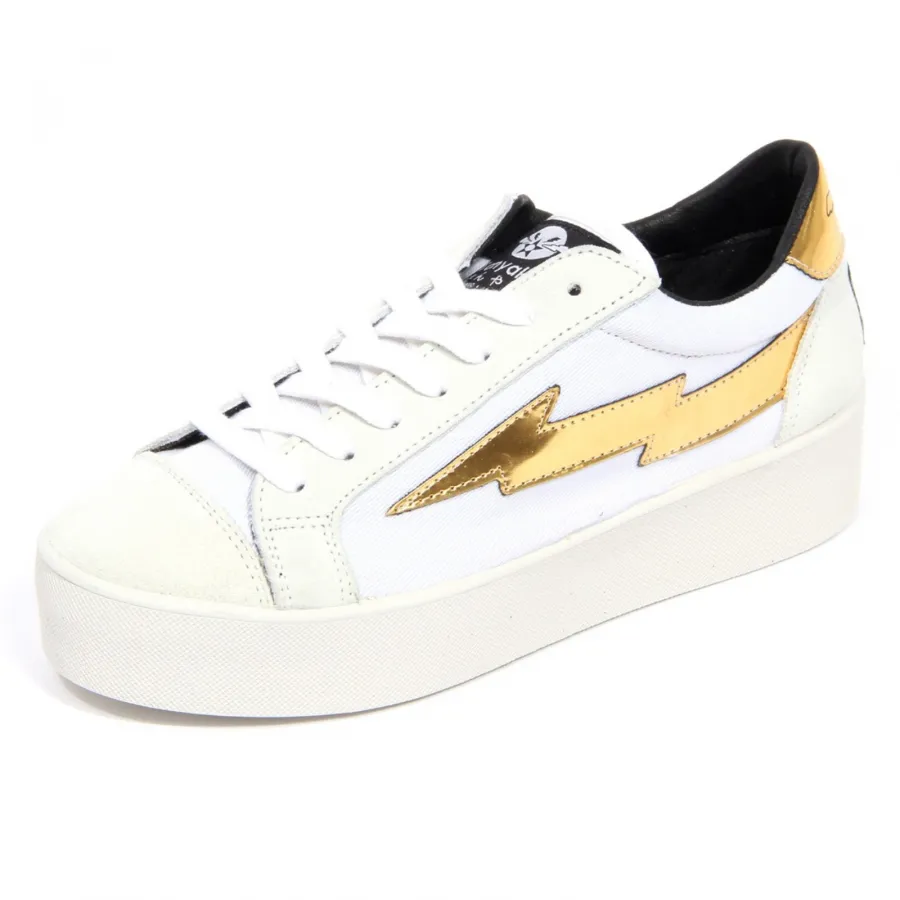 G6237 sneaker donna SANYAKO off white fabric/suede shoe woman