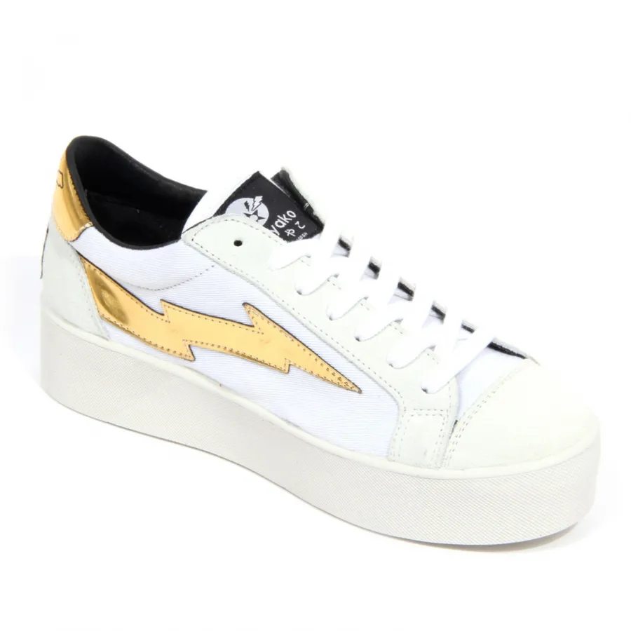 G6237 sneaker donna SANYAKO off white fabric/suede shoe woman