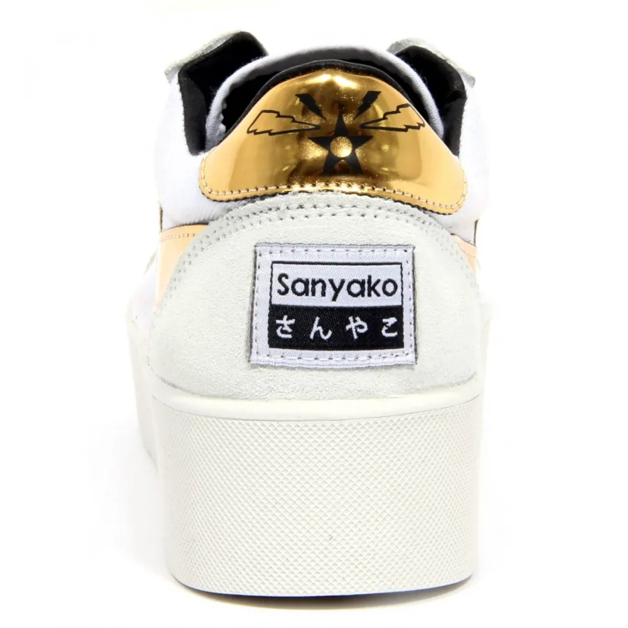 G6237 sneaker donna SANYAKO off white fabric/suede shoe woman