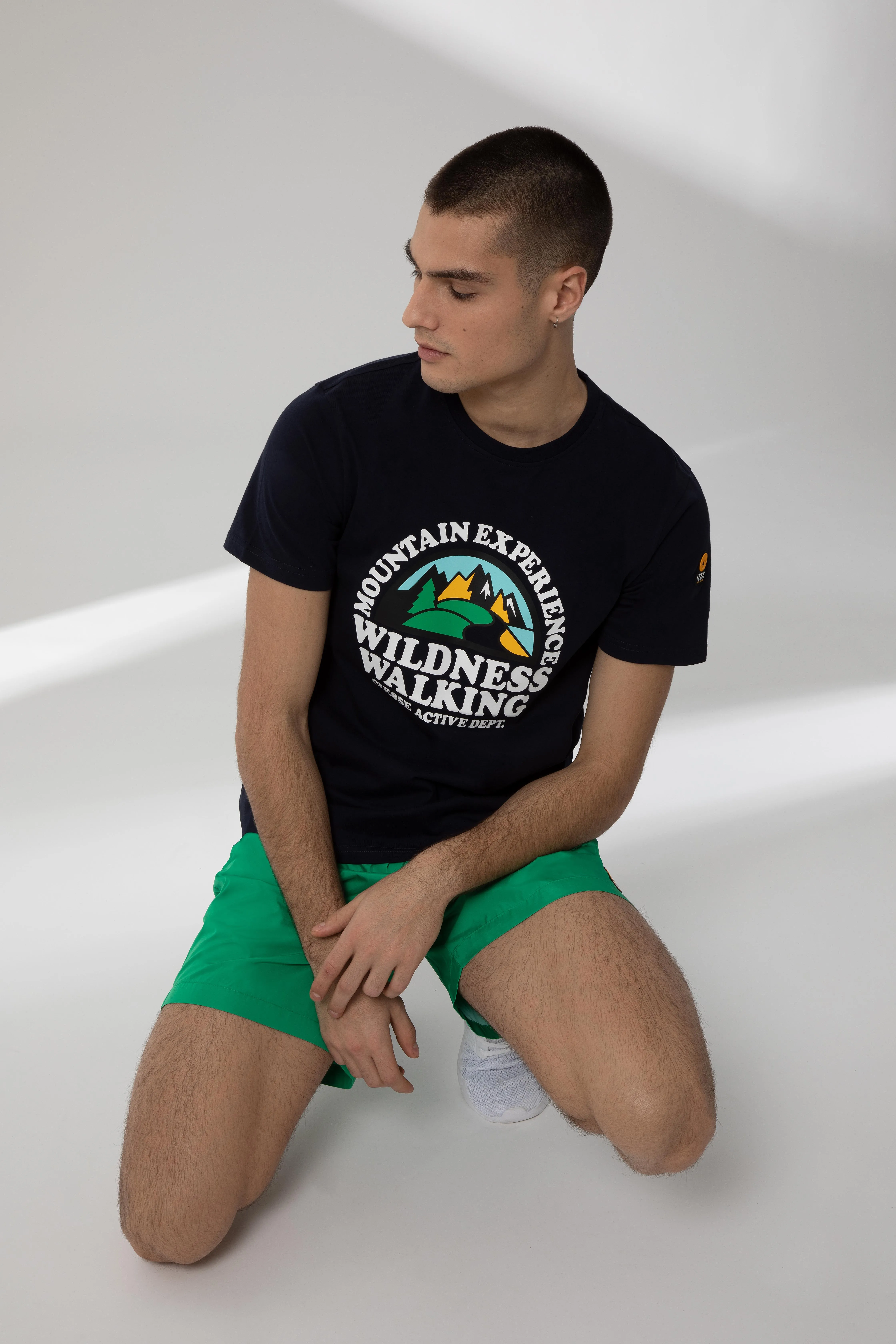 GEORDIE – T shirt blu con stampa sul petto