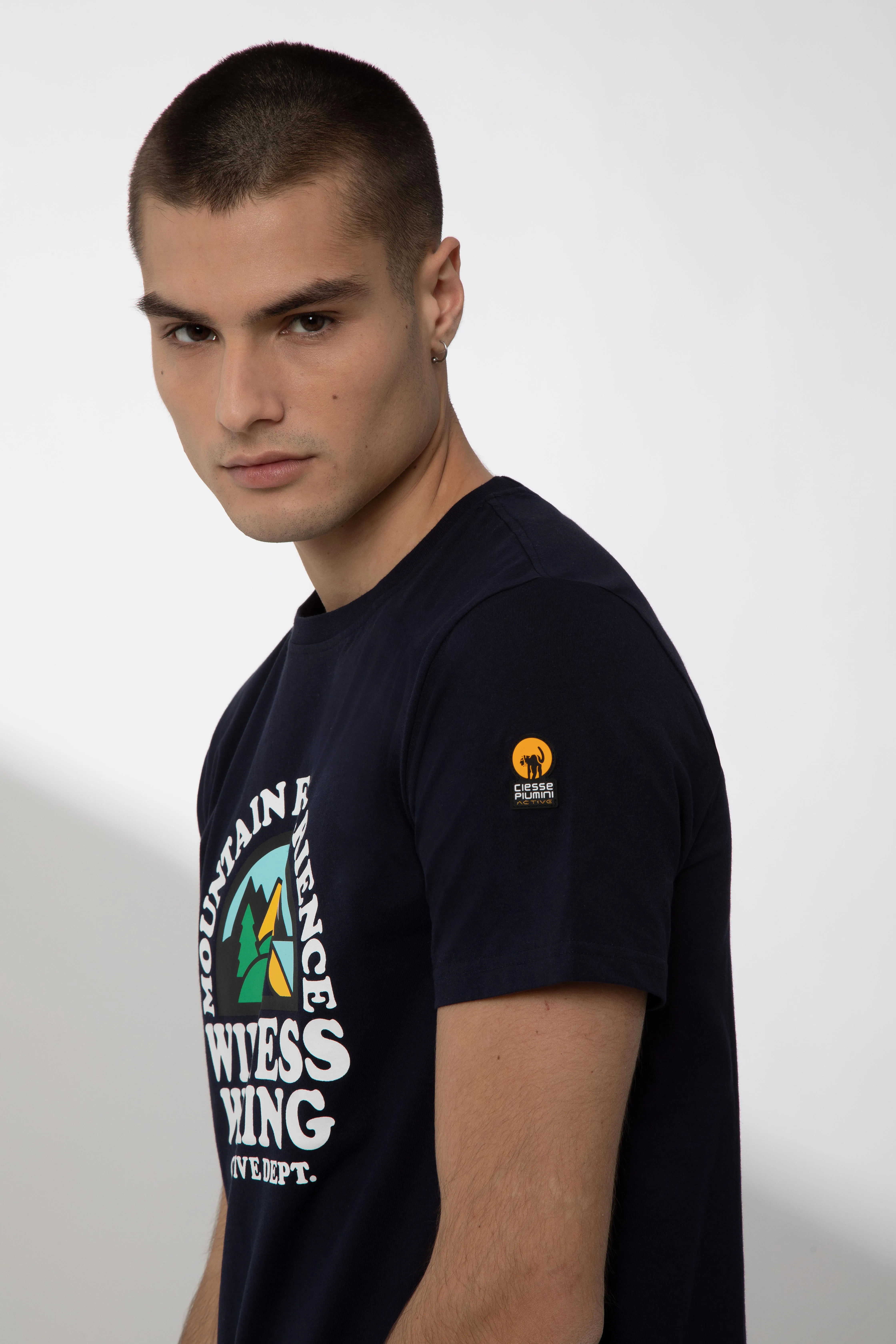 GEORDIE – T shirt blu con stampa sul petto