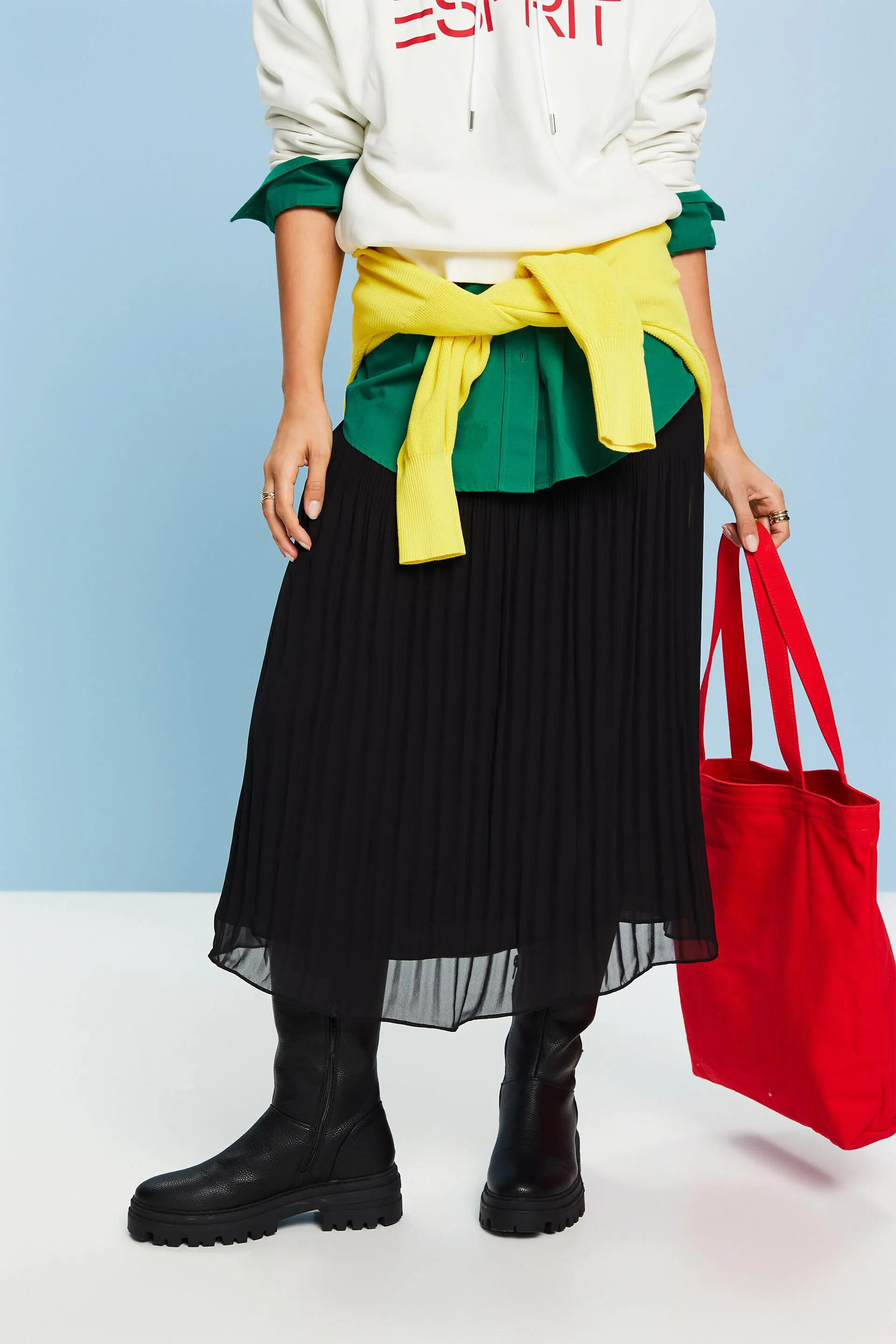 Gonna midi in chiffon plissettato