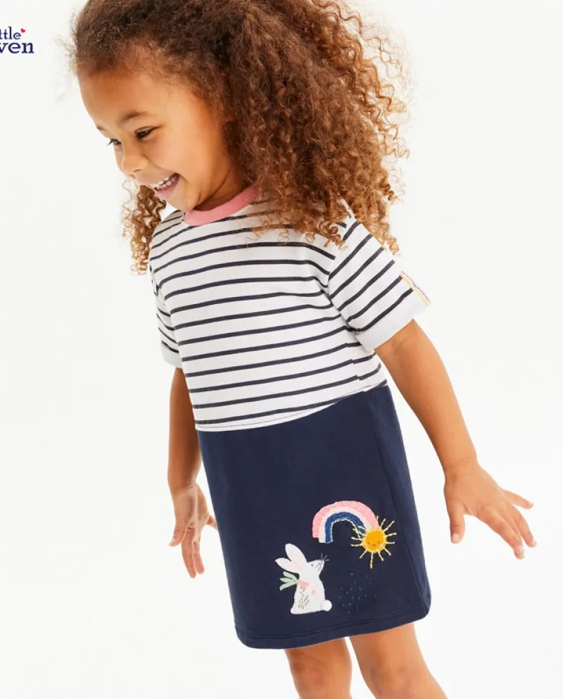 Gonna per bambini Summer New Striped Girls Dress a maniche corte