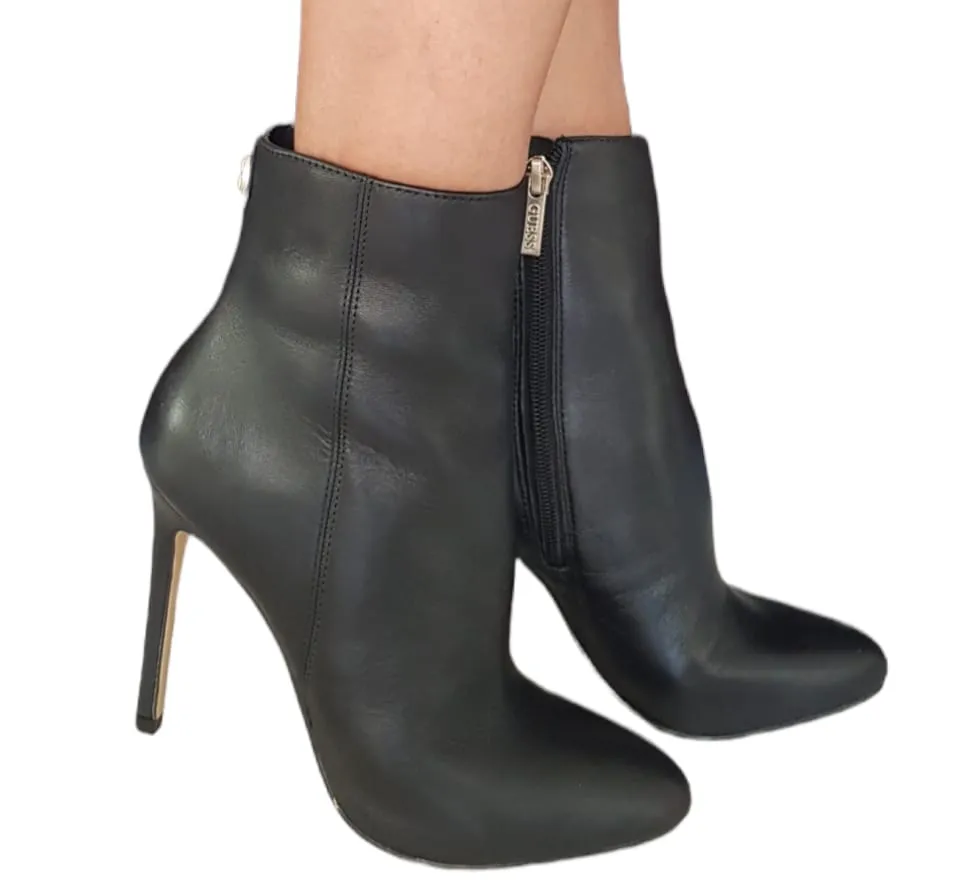 Guess Tronchetto Pelle Black logo pelle Black tacco 10,5 cm plateau interno 1 cm rif. G660