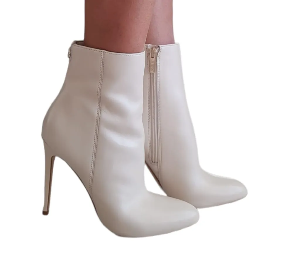 Guess Tronchetto Pelle Crema tacco 10,5 cm plateau interno 1 cm rif. G661
