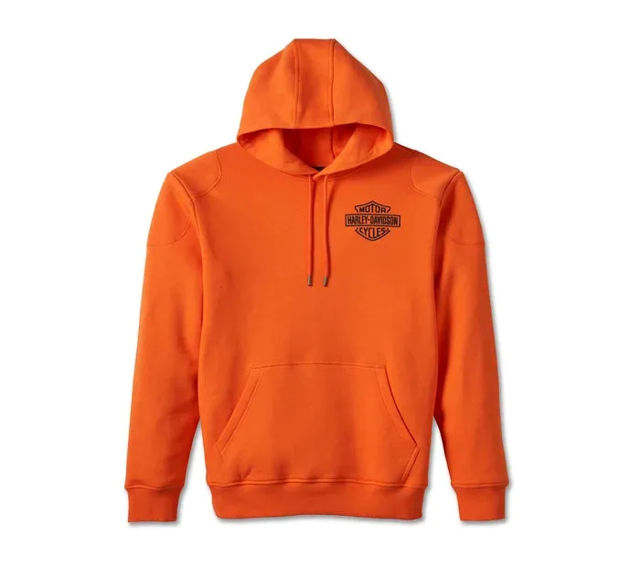 HARLEY DAVIDSON Felpa con cappuccio 120th Anniversary da uomo - Harley Orange REF.97545-23VM
