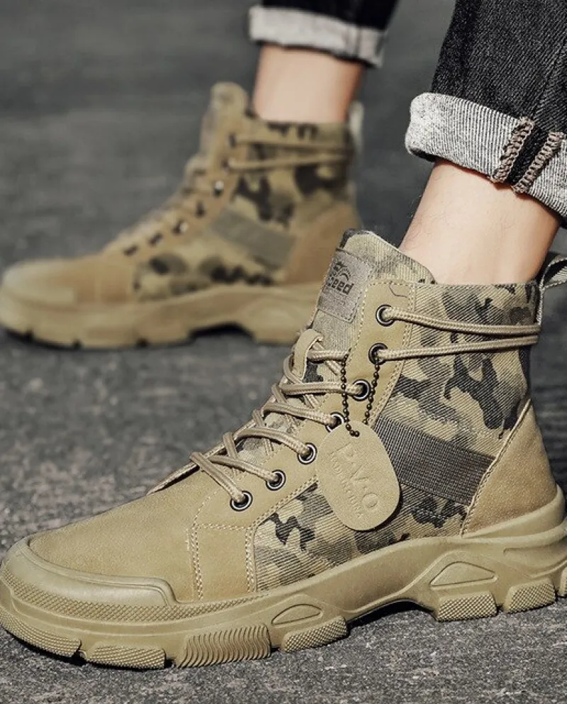 Inverno Tenere Al Caldo Stivaletti Camouflage Stivali In Pelle Maschile Sneakers Invernali Stivali Militari Calzature Coturno Ma