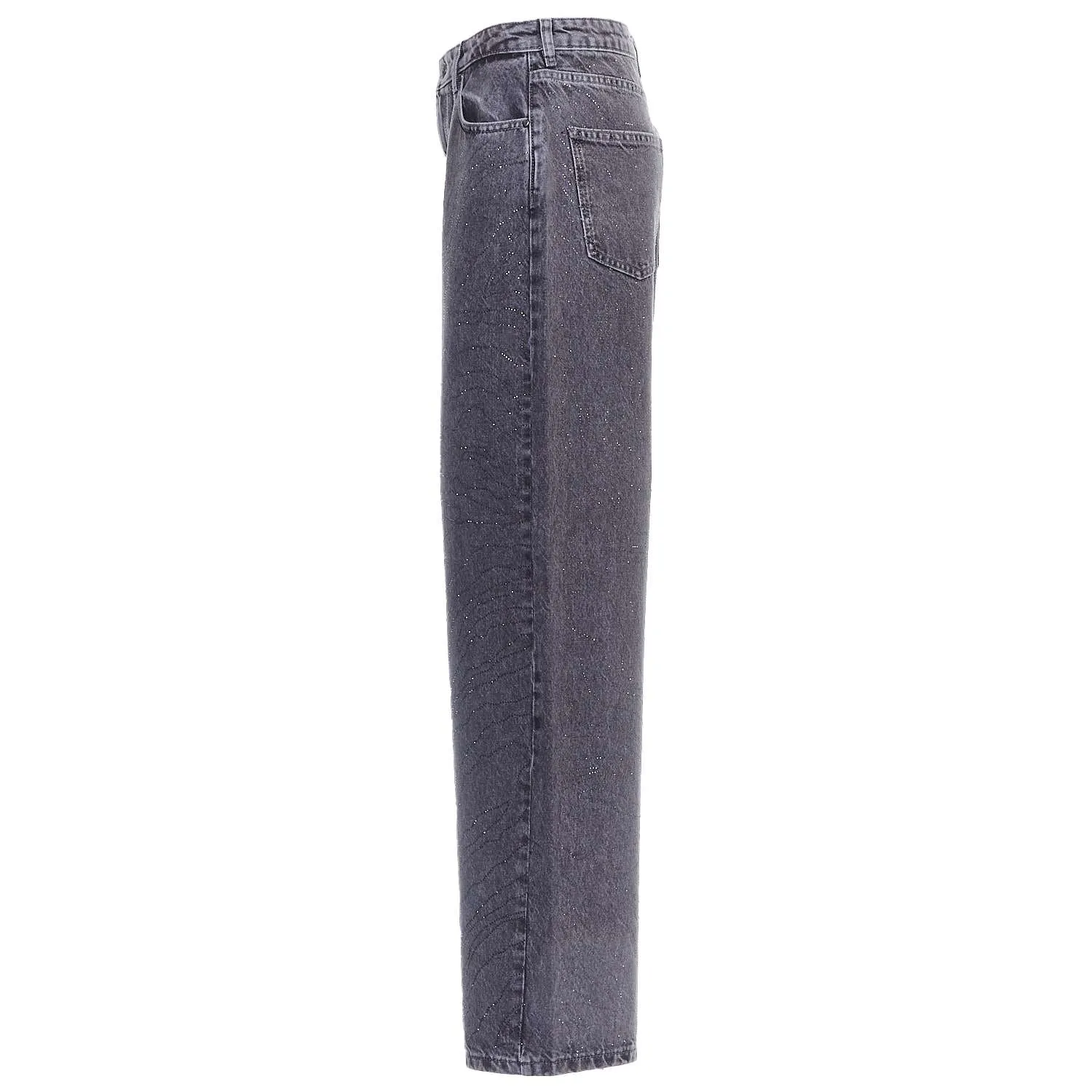 Jeans A Gamba Larga Con Strass