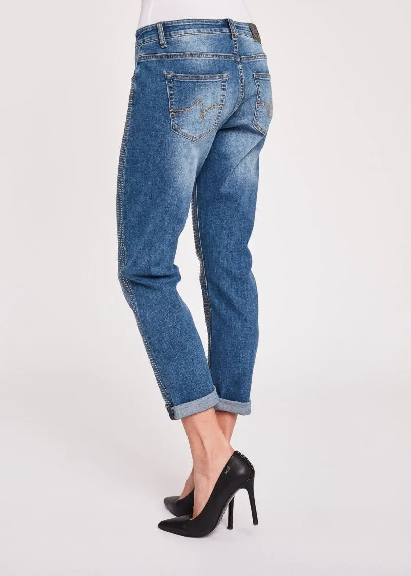 Jeans girlfriend con strass