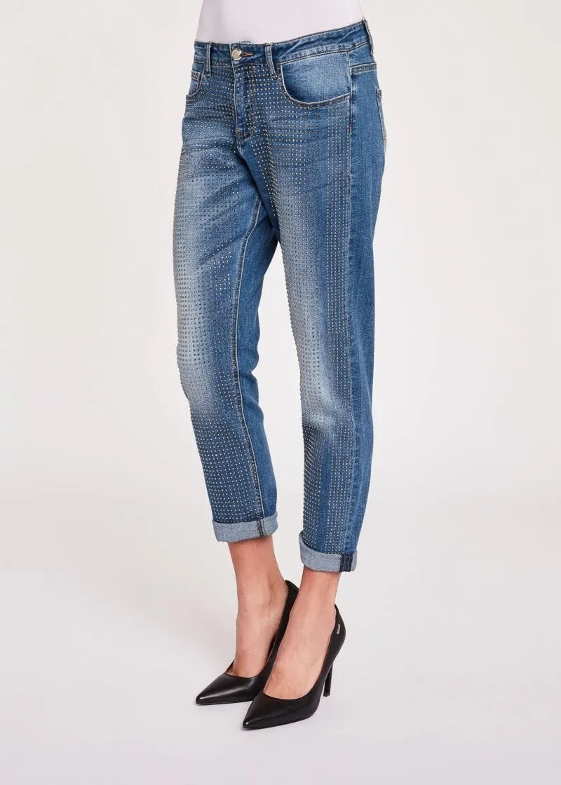 Jeans girlfriend con strass