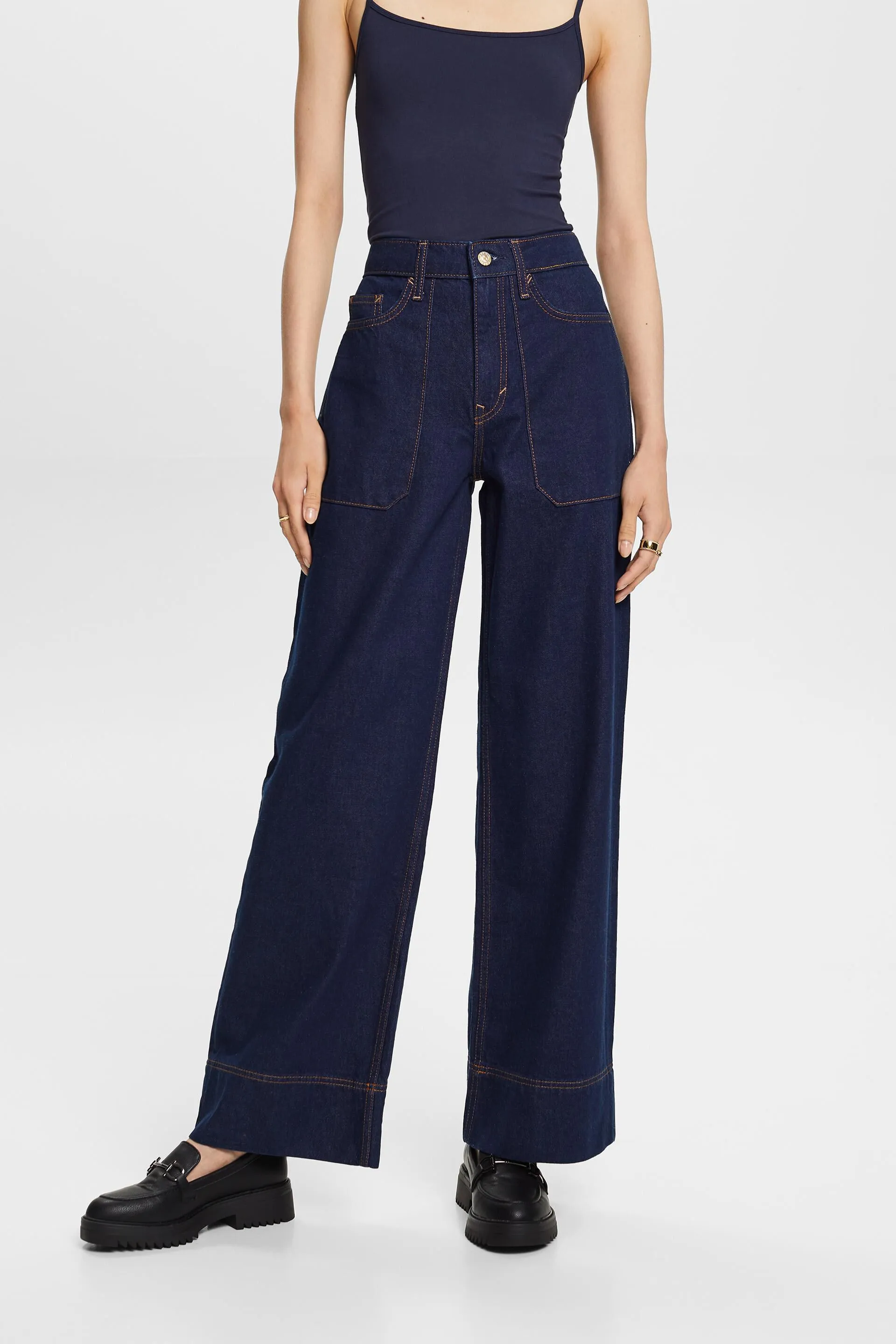 Jeans rétro a gamba larga, 100% cotone