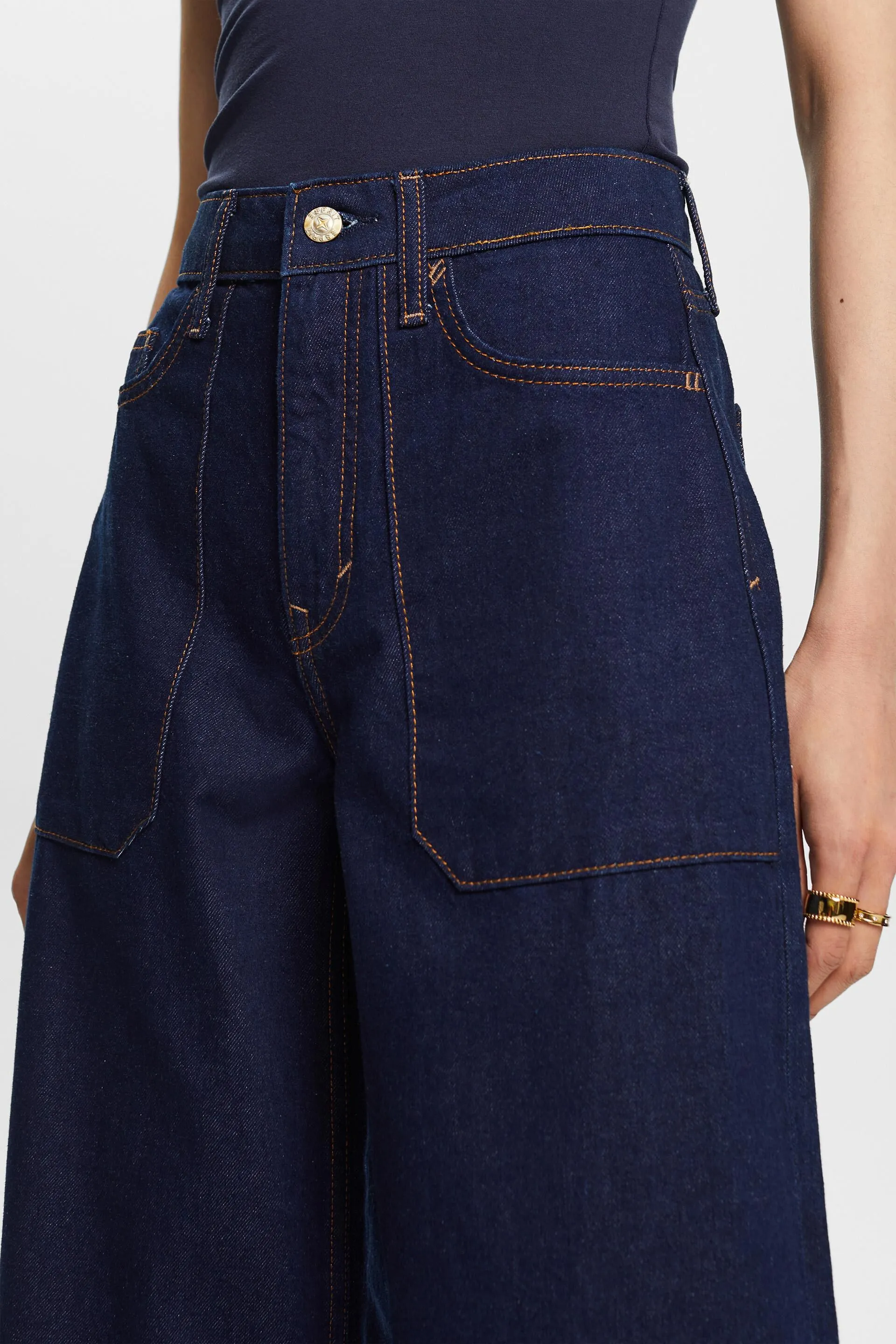 Jeans rétro a gamba larga, 100% cotone
