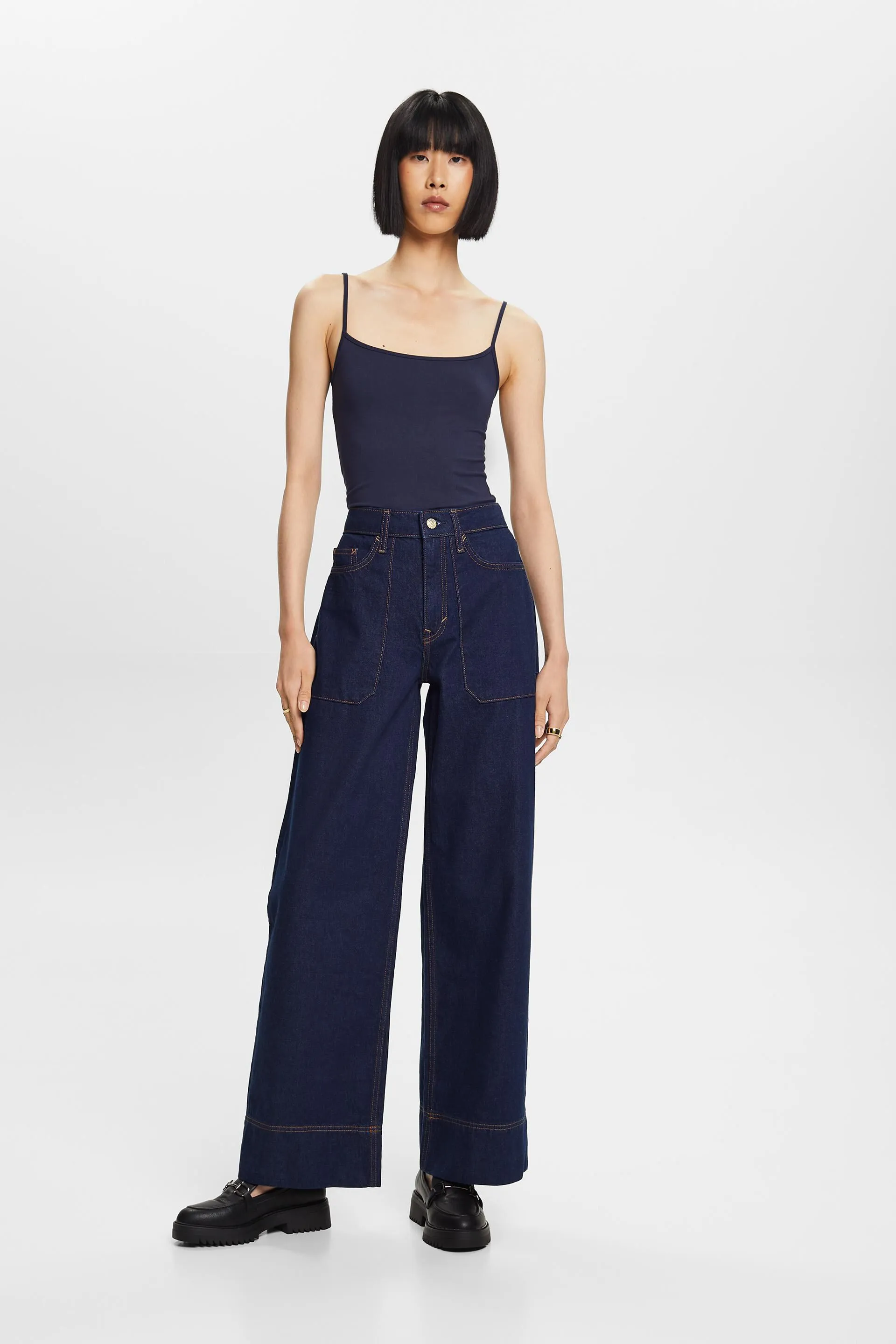 Jeans rétro a gamba larga, 100% cotone