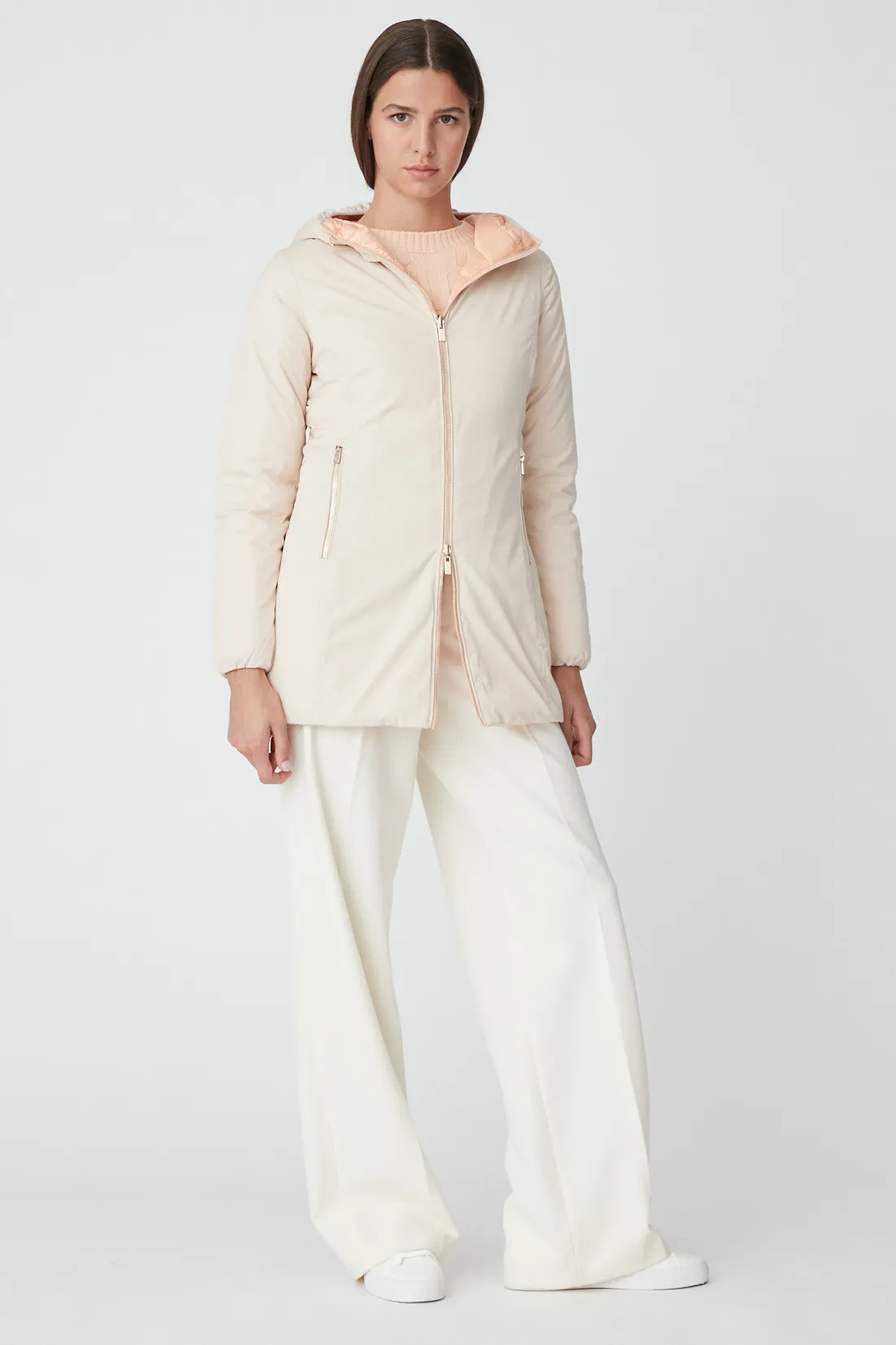 KALIE – Reversible beige down jacket in taffetas