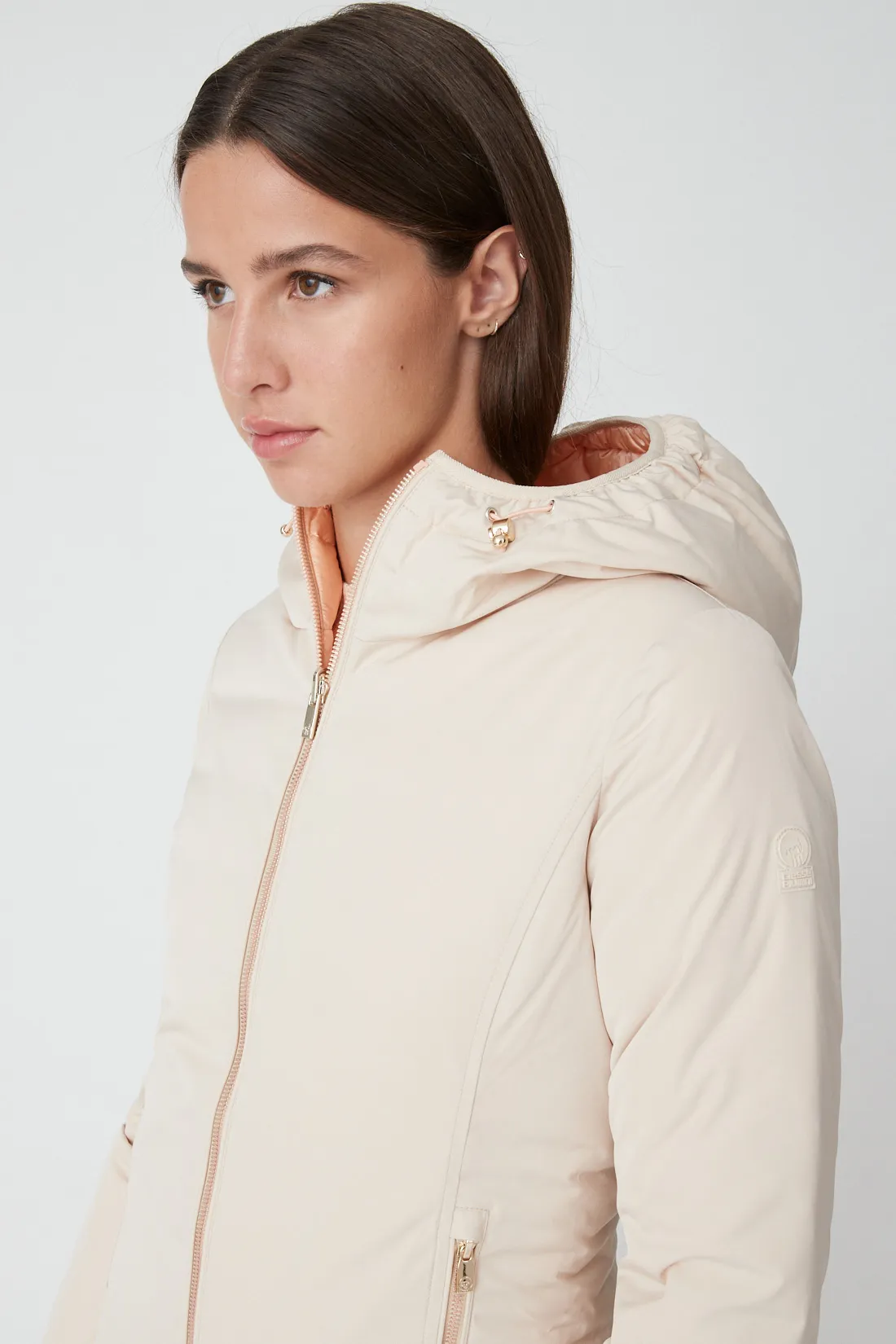 KALIE – Reversible beige down jacket in taffetas