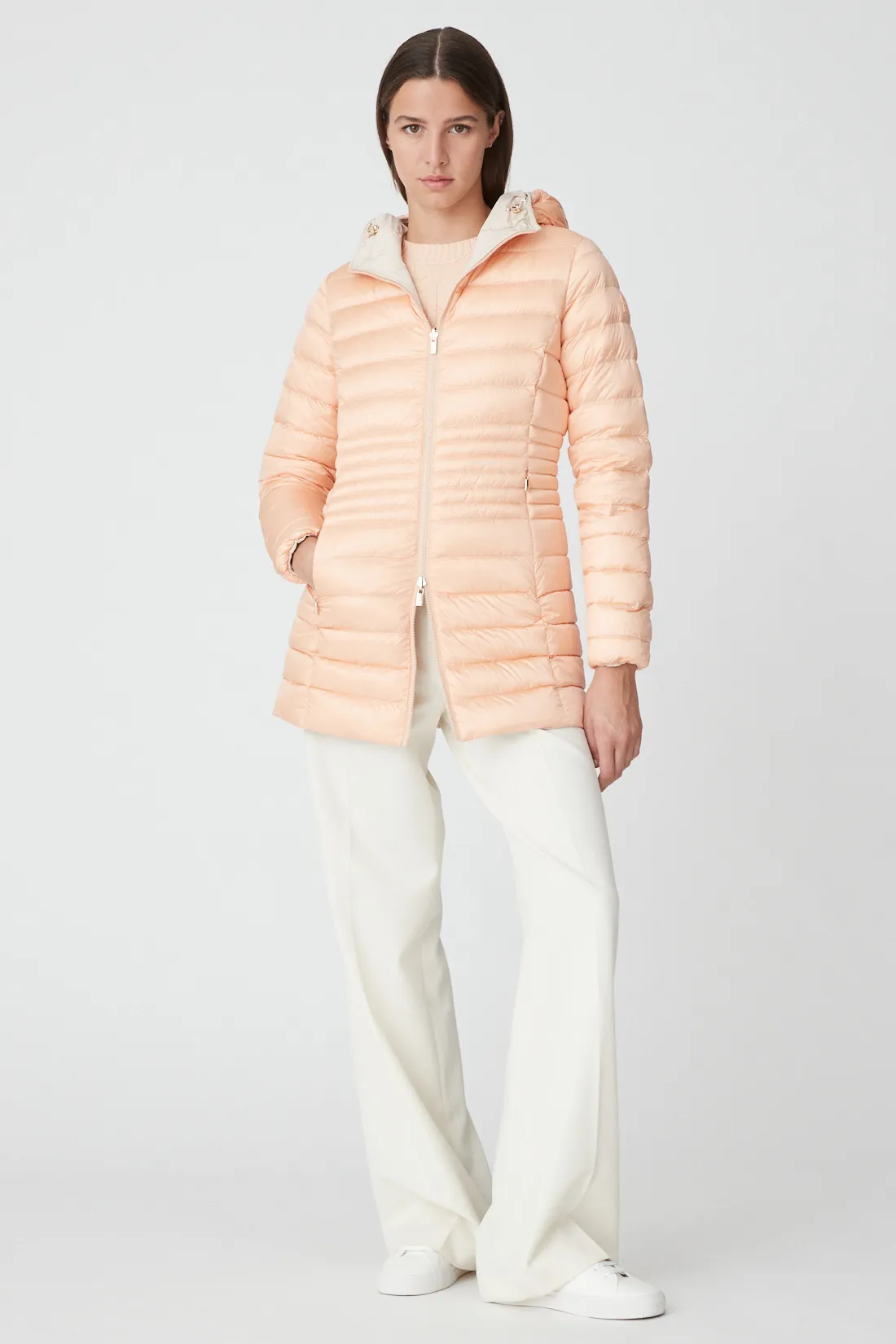 KALIE – Reversible beige down jacket in taffetas