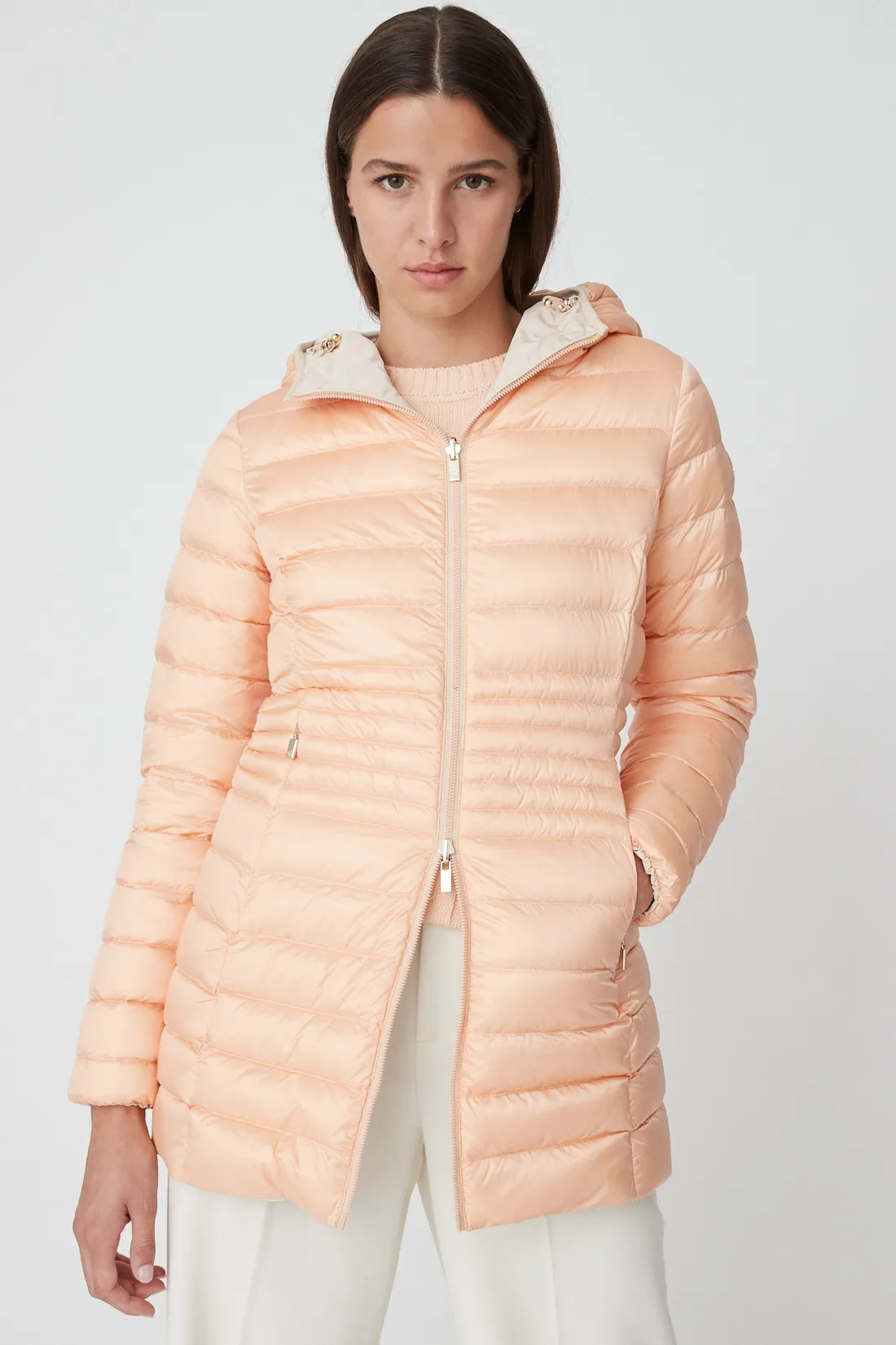 KALIE – Reversible beige down jacket in taffetas