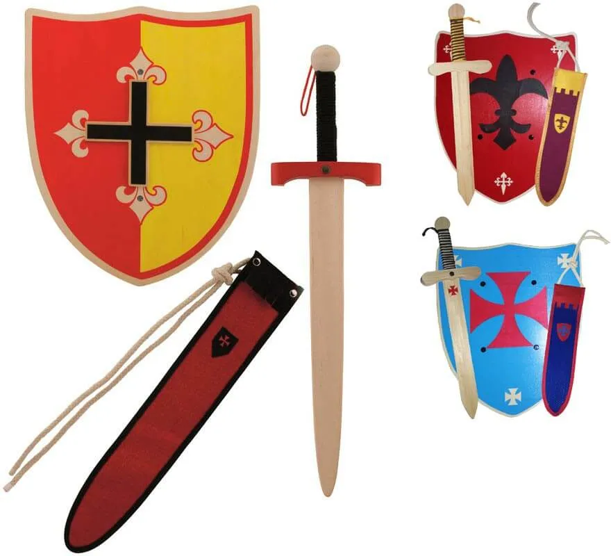 Kit guerriero medievale: scudo, spada e custodia lunga in diversi colori