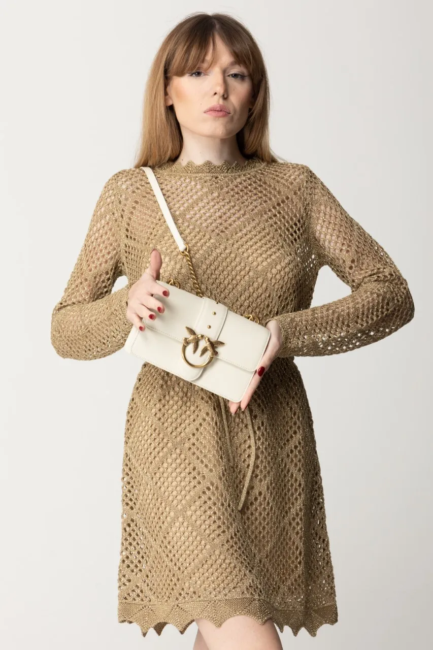 Love Bag classic mini BIANCO SETA-ANTIQUE GOLD