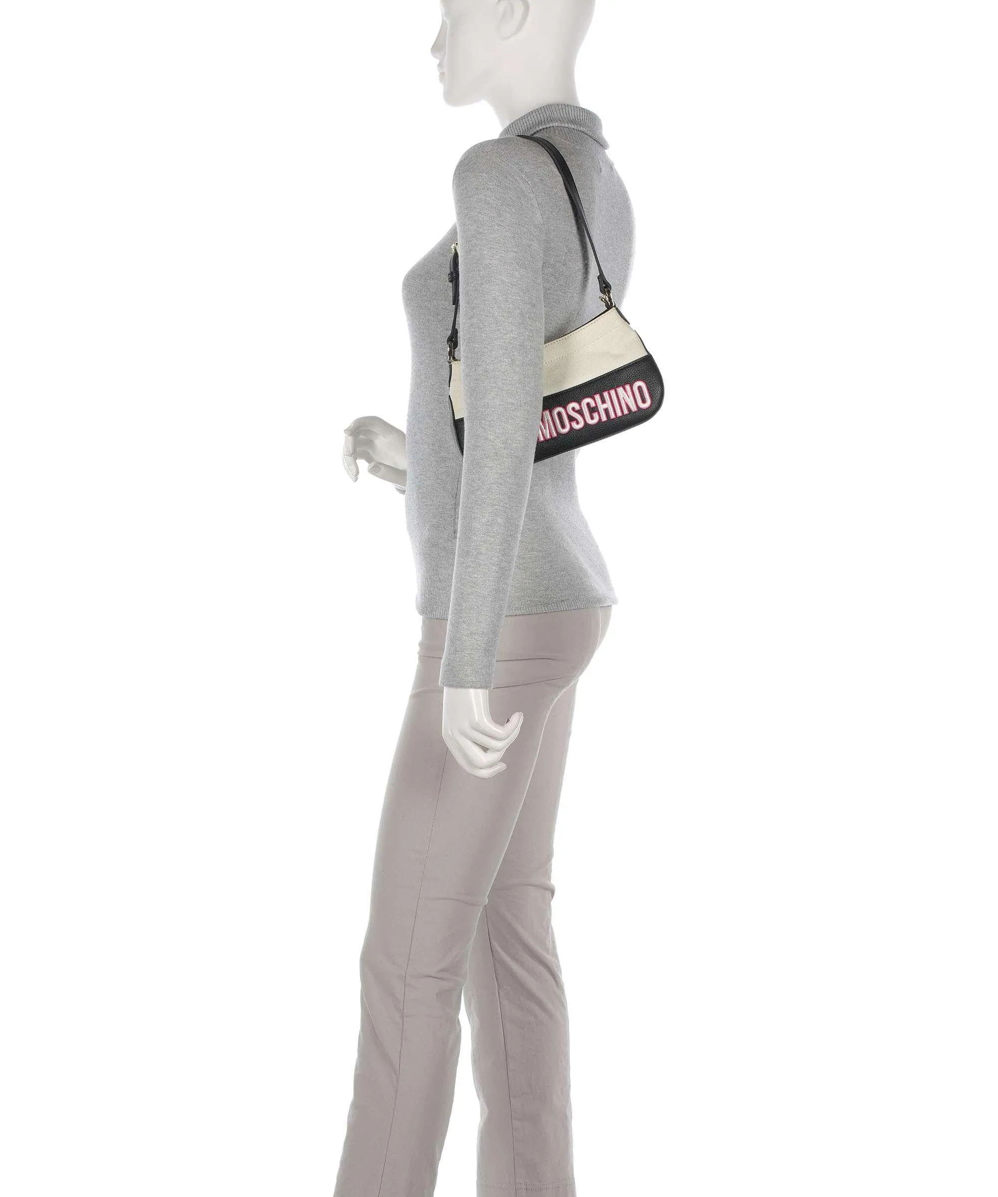  Love Moschino Free-Time Borsa a spalla cotone, pelle sintetica nero/beige  