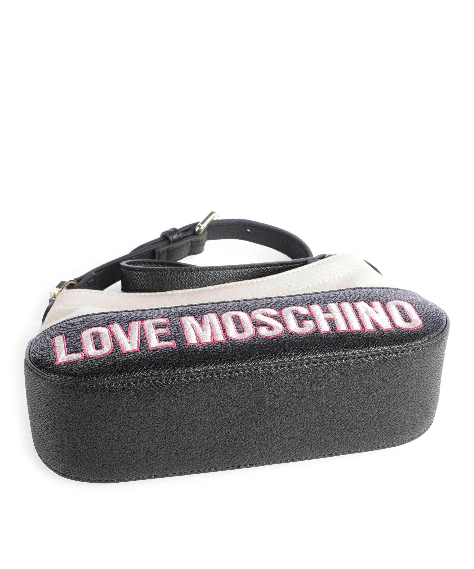  Love Moschino Free-Time Borsa a spalla cotone, pelle sintetica nero/beige  