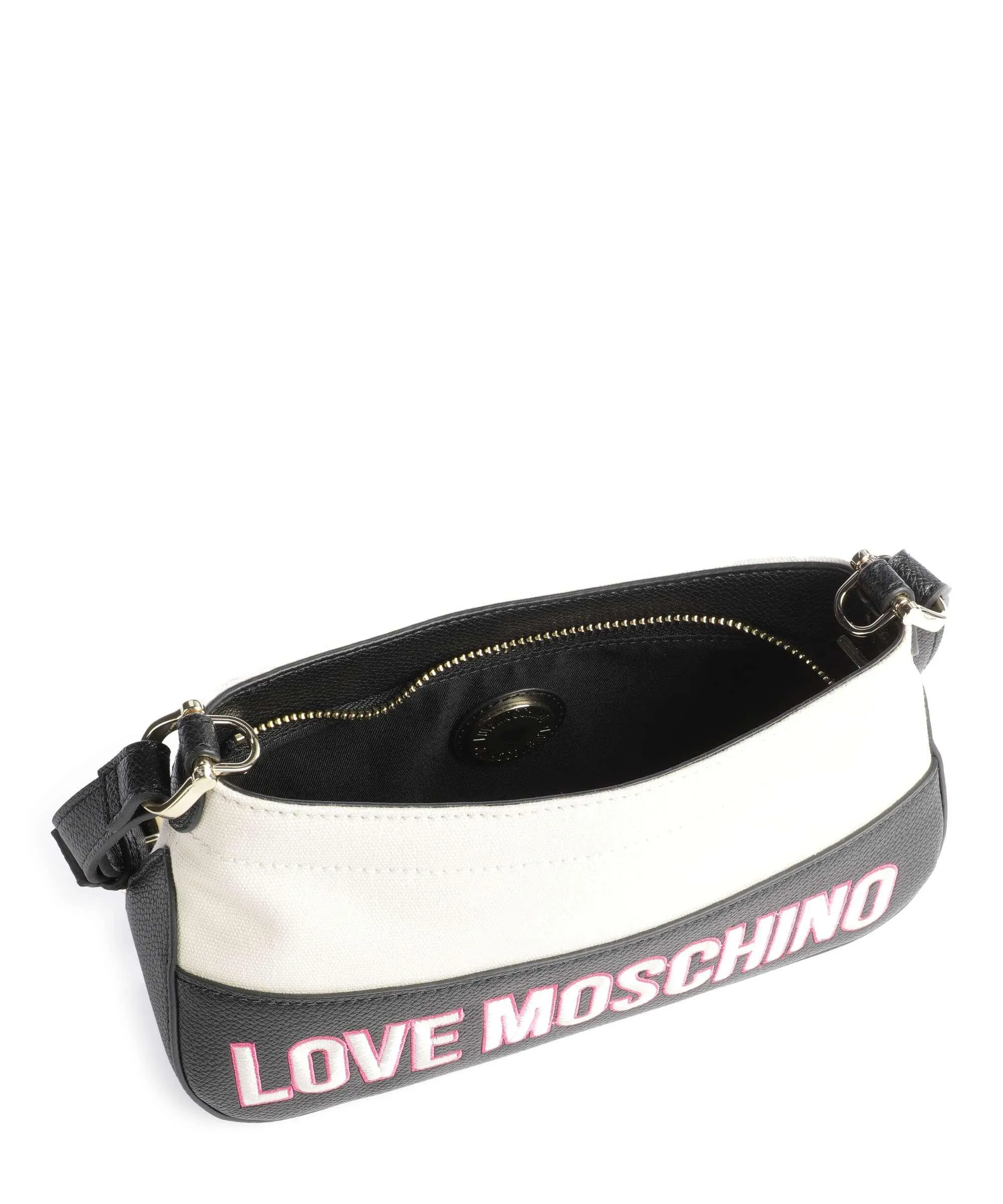  Love Moschino Free-Time Borsa a spalla cotone, pelle sintetica nero/beige  